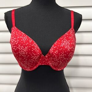 Victoria’s Secret Red with Pink Hearts Demi‎ Bra - size 36D